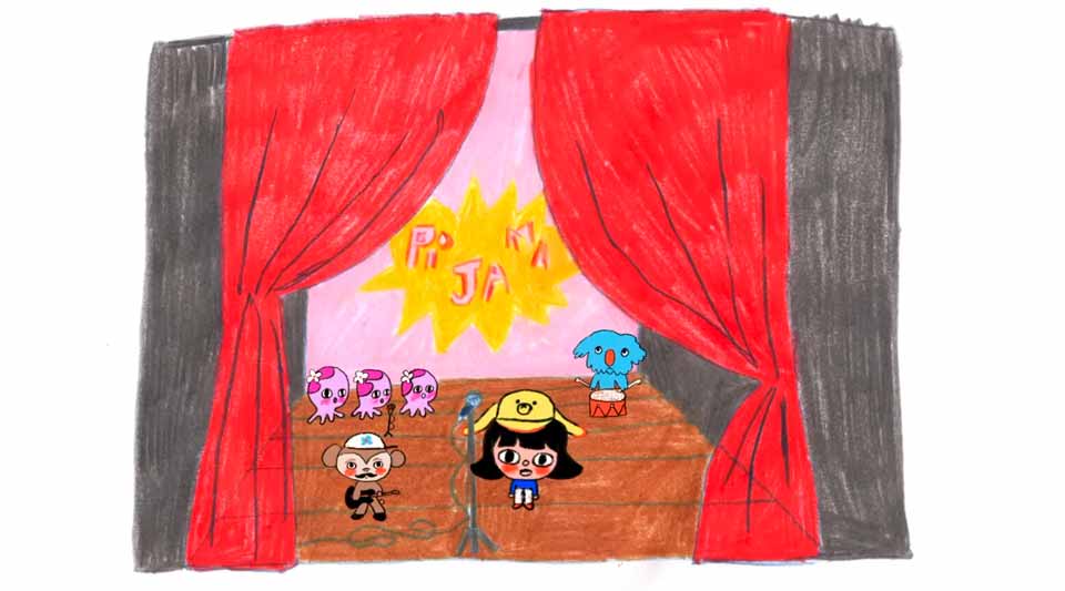 Pi Ja Ma pose Les Questions avec son papa