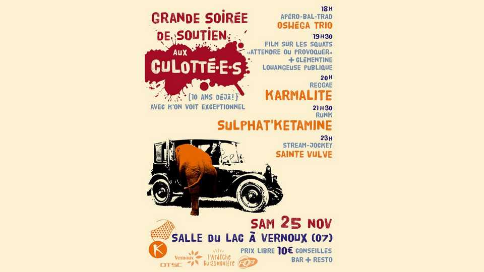 Annonce : Grande soirée de soutien aux Culotté-e-s