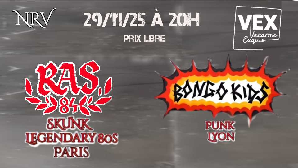 RAS 84 et Bongo Kids au VEX fin novembre